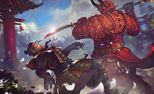 Samurai game digital wallpaper, fantasy art, warrior, samurai