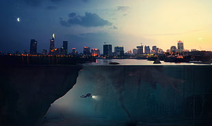 city buildings, Explore, Deep down, Underwater