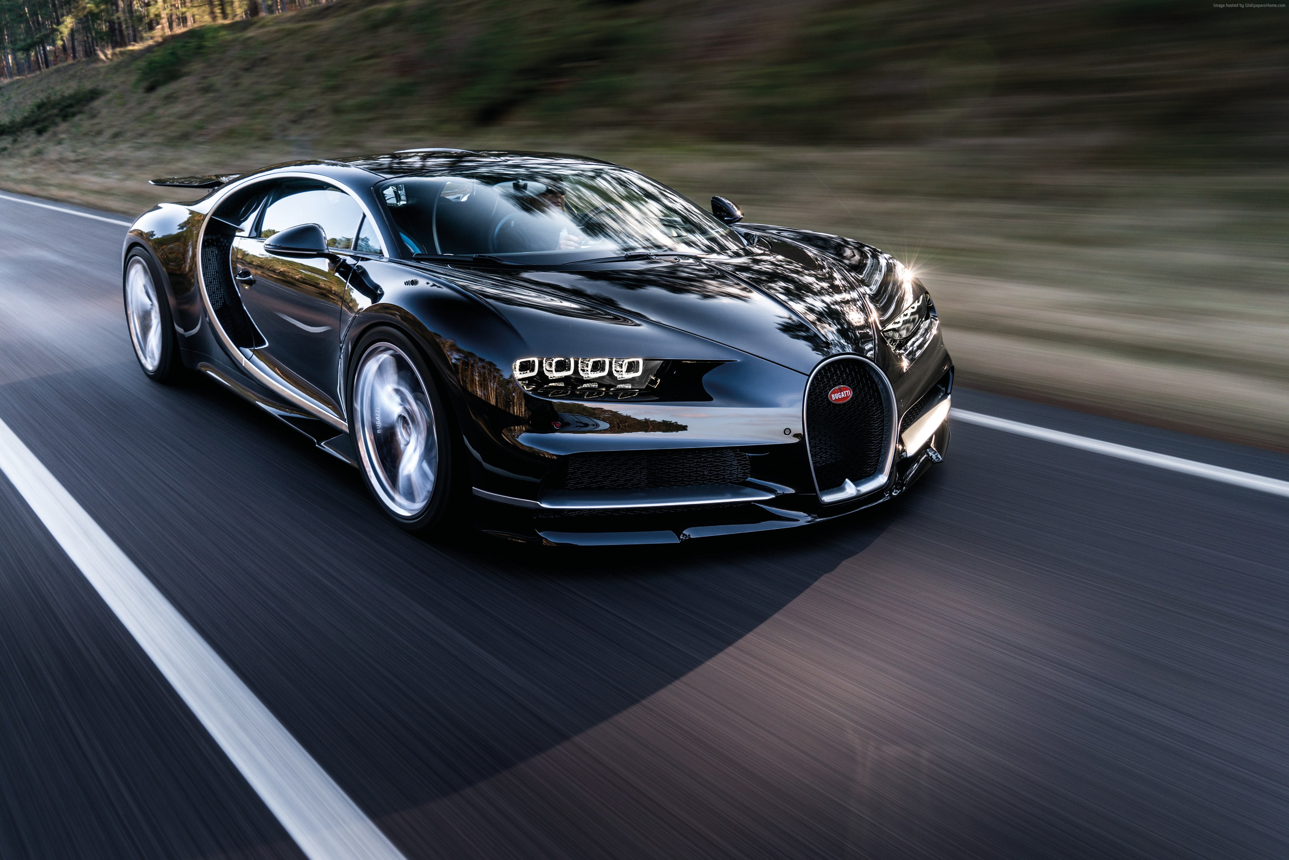 Blue Bugatti on Led Road