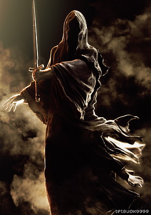 man wearing black coat holding sword digital wallpaper, The Lord of the Rings, Nazgûl