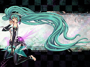 female in teal hair anime character