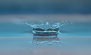 close-up reflective photography of water drop