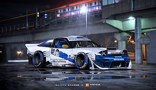 white and blue RC helicopter, Khyzyl Saleem, car, Nissan 240SX