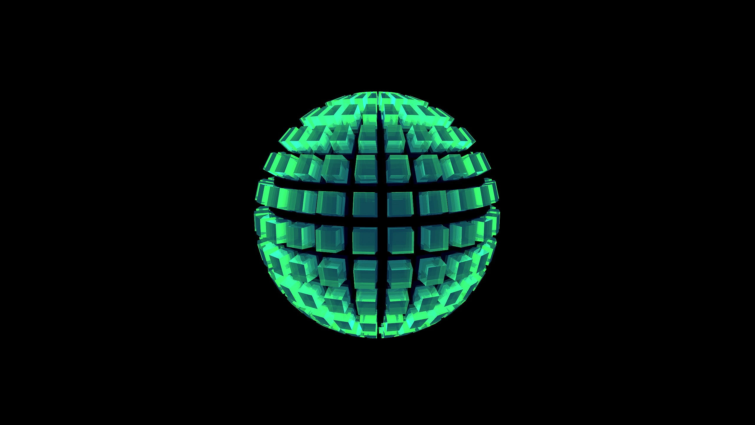 green 3D sphere, digital art, sphere