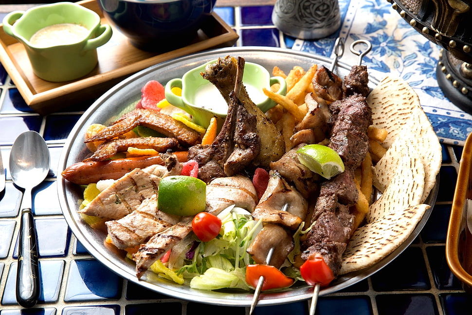 cooked food on plate HD wallpaper