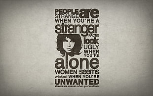 white background with texto verlay, People Are Strange, Jim Morrison, quote, lyrics