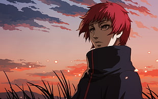 red haired boy anime illustration