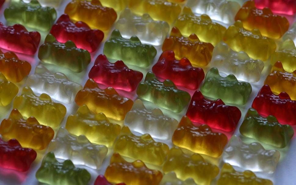assorted color gummy bear lot HD wallpaper