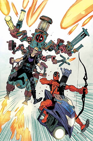 Deadpool digital wallpaper, Marvel Comics, Deadpool, Hawkeye