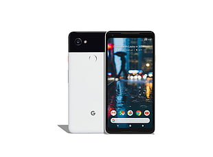 white Google Pixel smartphone on white background