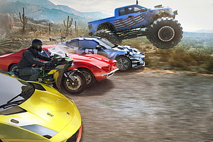 red car and black motorcycle, The Crew, The Crew Wild Run, Crew, video games HD wallpaper