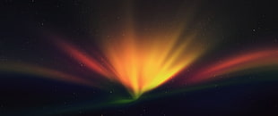 yellow, red, and green light abstract digital wallpaper, space, galaxy