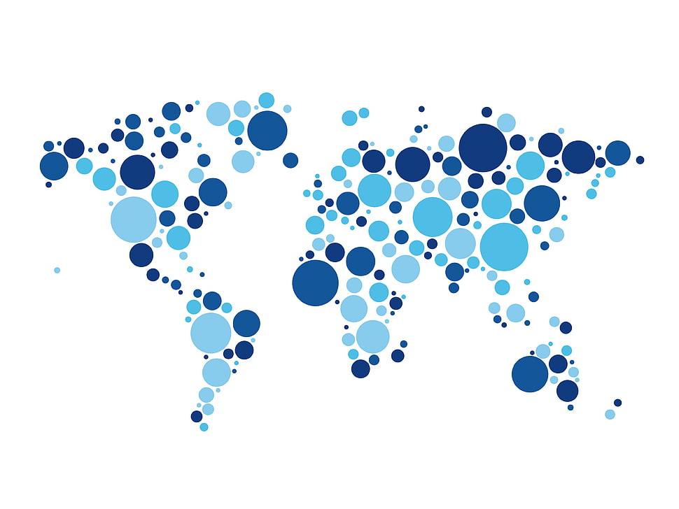blue and teal landmark theme polka dots HD wallpaper