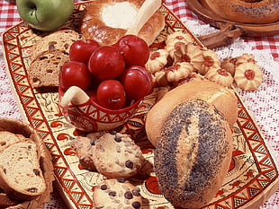 red fruits and brown breads