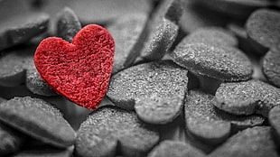 selective color photography of heart stone, ich