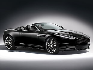 black Aston Martin convertible coupe HD wallpaper