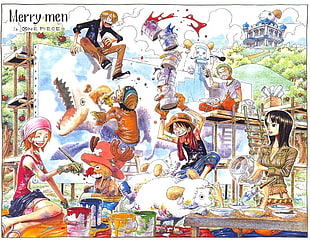Merry Men in One Piece wallpaper, One Piece, Monkey D. Luffy, Sanji, Roronoa Zoro HD wallpaper