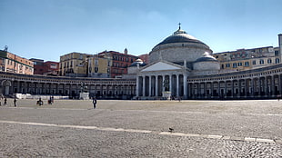 gray concrete dome building, Naples, Italy, spring, sea