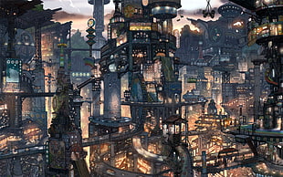 anime, city, artwork, futuristic city