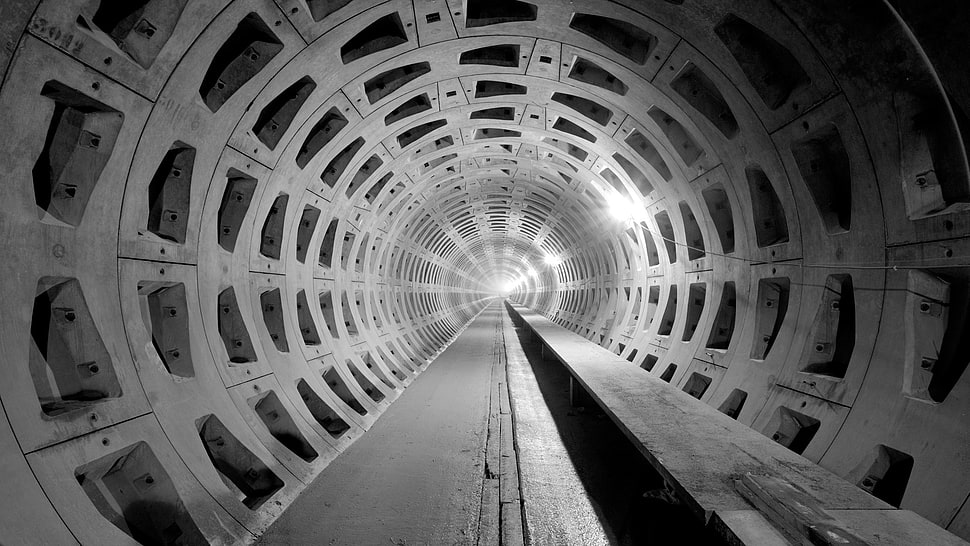 gray multi-spoke car wheel, tunnel, concrete HD wallpaper