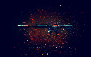 black and red rifle, assault rifle, weapon, Counter-Strike: Global Offensive, gun