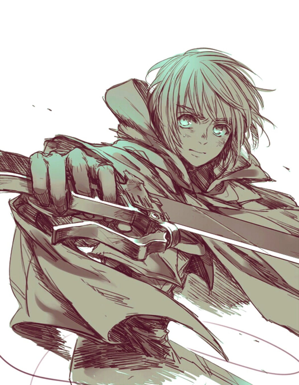 male holding sword sketch, Shingeki no Kyojin, Armin Arlert, anime