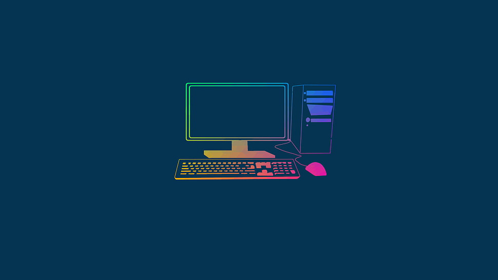 multicolored computer setup wallpaper HD wallpaper