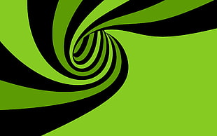 black and green striped illusion digital wallpaper, spiral, vector art, abstract, digital art
