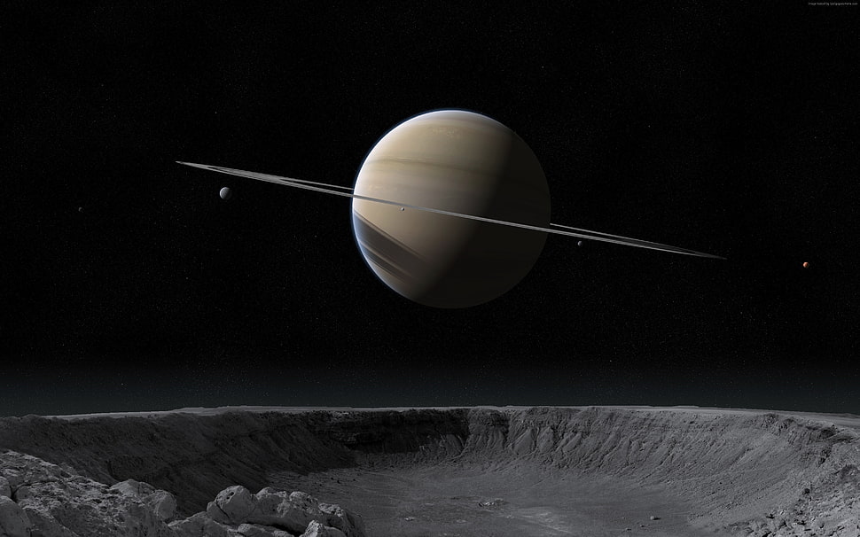 Saturn planet illustration HD wallpaper