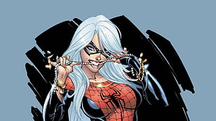 Black Widow wearing Spider-Man costume digital wallapper