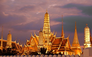 golden tower illustration, Thailand, Thai, temple, Bangkok HD wallpaper