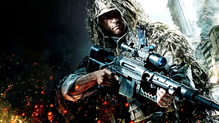 royal battle digital wallpaper, men, soldier, sniper rifle, CheyTac M200 HD wallpaper