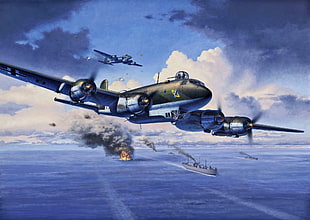 gray military aircraft wallpaper, World War II, airplane, aircraft, military