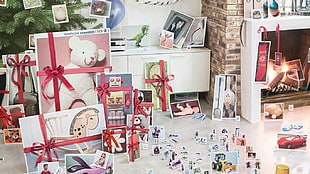 assorted Nintendo Wii game cases, artwork, interior, Christmas