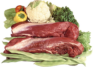 photo of raw meat and fresh vegetables