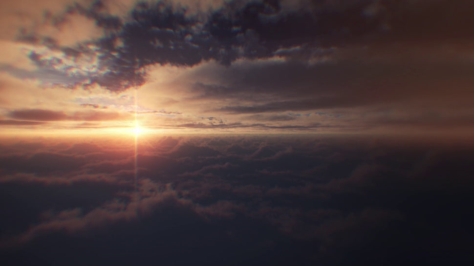 white clouds during golden hour HD wallpaper
