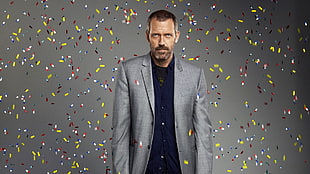 men's gray suit, House, M.D., Hugh Laurie HD wallpaper