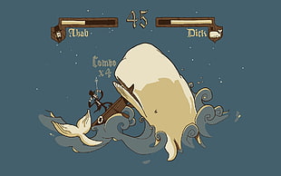 white whale versus boat game application screenshot, fantasy art, whale, artwork
