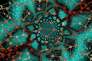 green, yellow, and red textile
