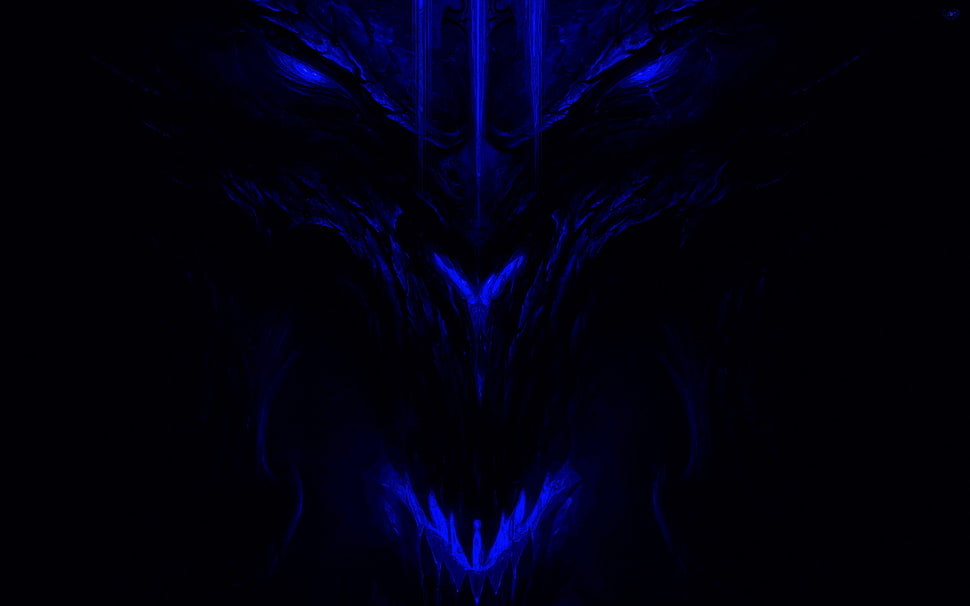 Diablo, black, blue, dark HD wallpaper