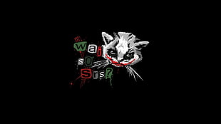 white, gray, and black cat clip art, cat, Joker, simple background, minimalism