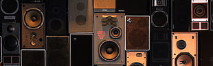 assorted PA speakers, music, speakers, technology HD wallpaper