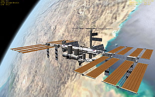 brown and gray satelite illustration, space, space station, render, CGI