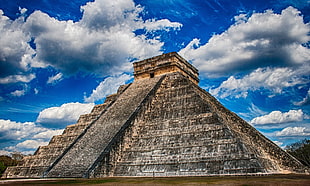 brown and white concrete house, Mexico, temple, Maya (civilization), Chichen Itza