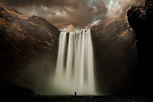 waterfalls, nature, waterfall, water, men HD wallpaper