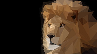 brown lion illustration, lion, animals, low poly, digital art