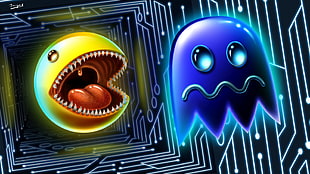 Pac-Man 3D wallpaper, digital art, artwork, Pac-Man , video games