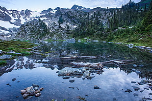 lake surrounded by mountains, olympic national park