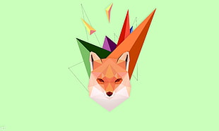 animal clipart, fox, green, abstract, geometry