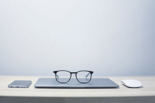 black framed eyeglasses, photography, glasses, MacBook, iPhone
